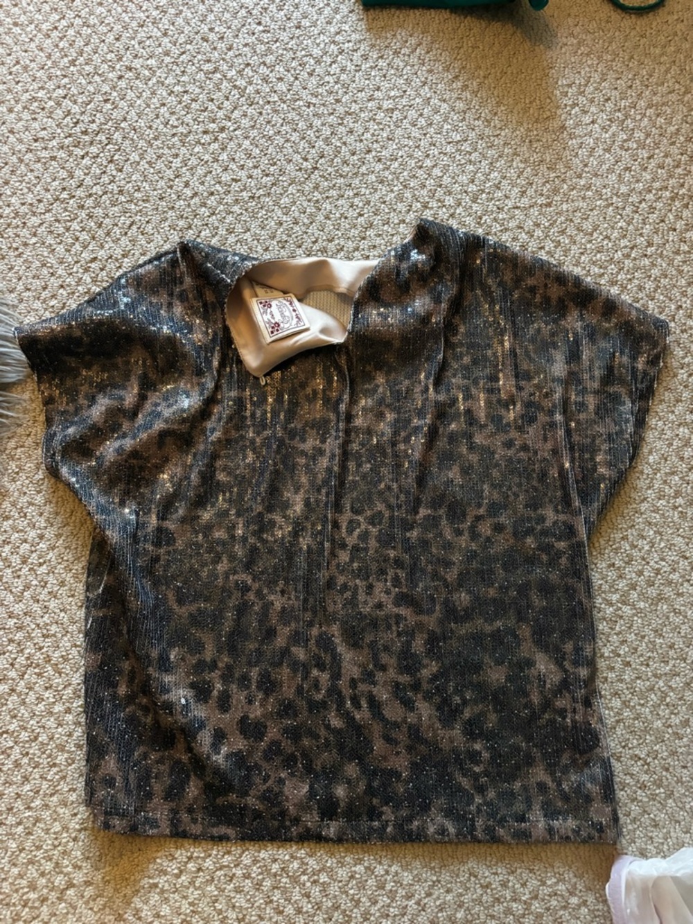 Leopard Print Shimmery Boxy Top